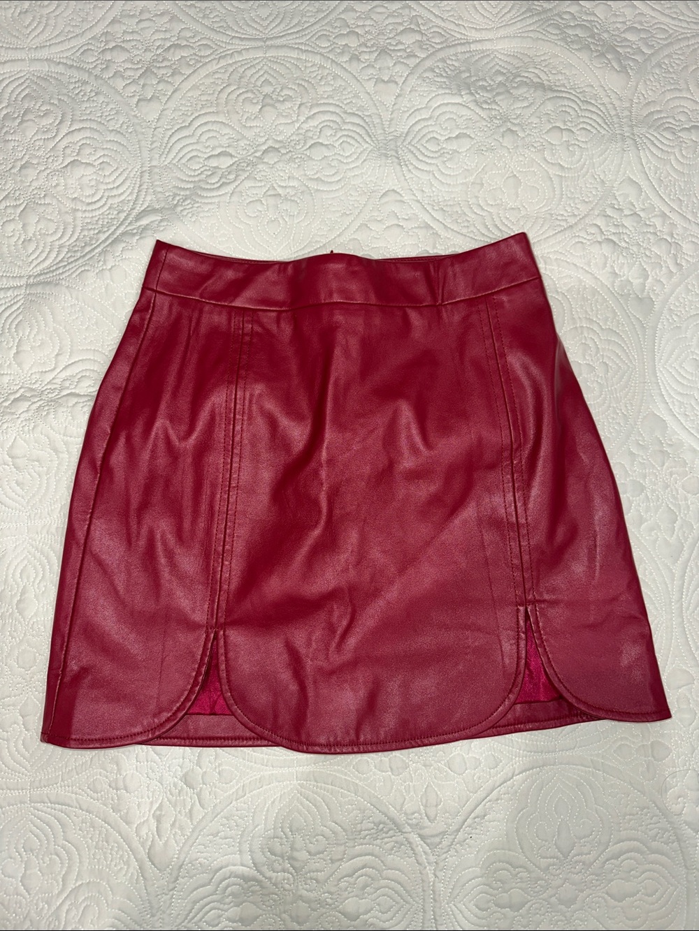 Buddy Love Faux Leather Mini Skirt in Deep Red
